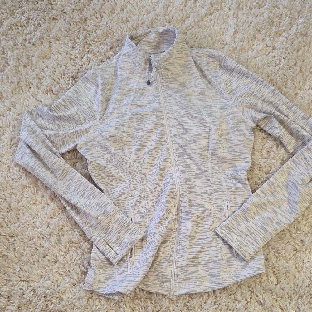 90 Degree By Reflex Light Gray Zip-Up Hoodie
